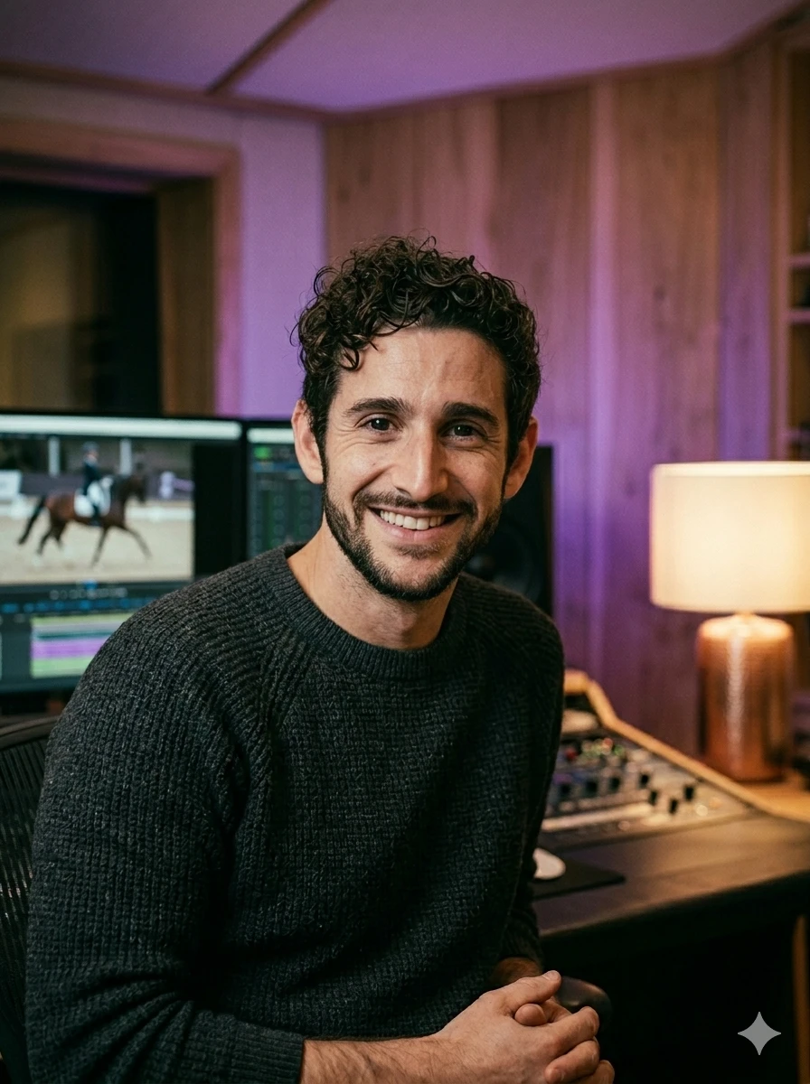Tom Motlis at his DressageTunes studio in Nürnberg, Germany